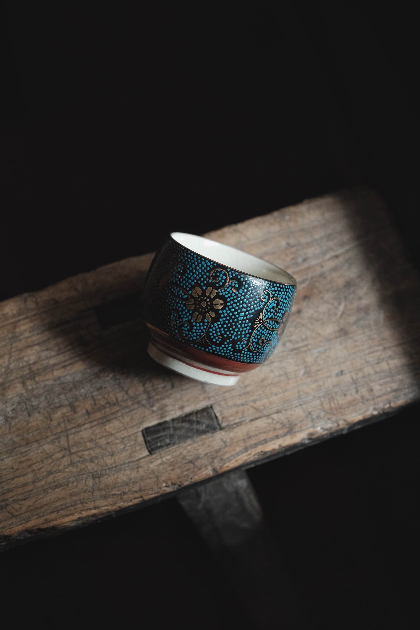 日本製• 九谷燒描金手點青金茶杯(190ml)