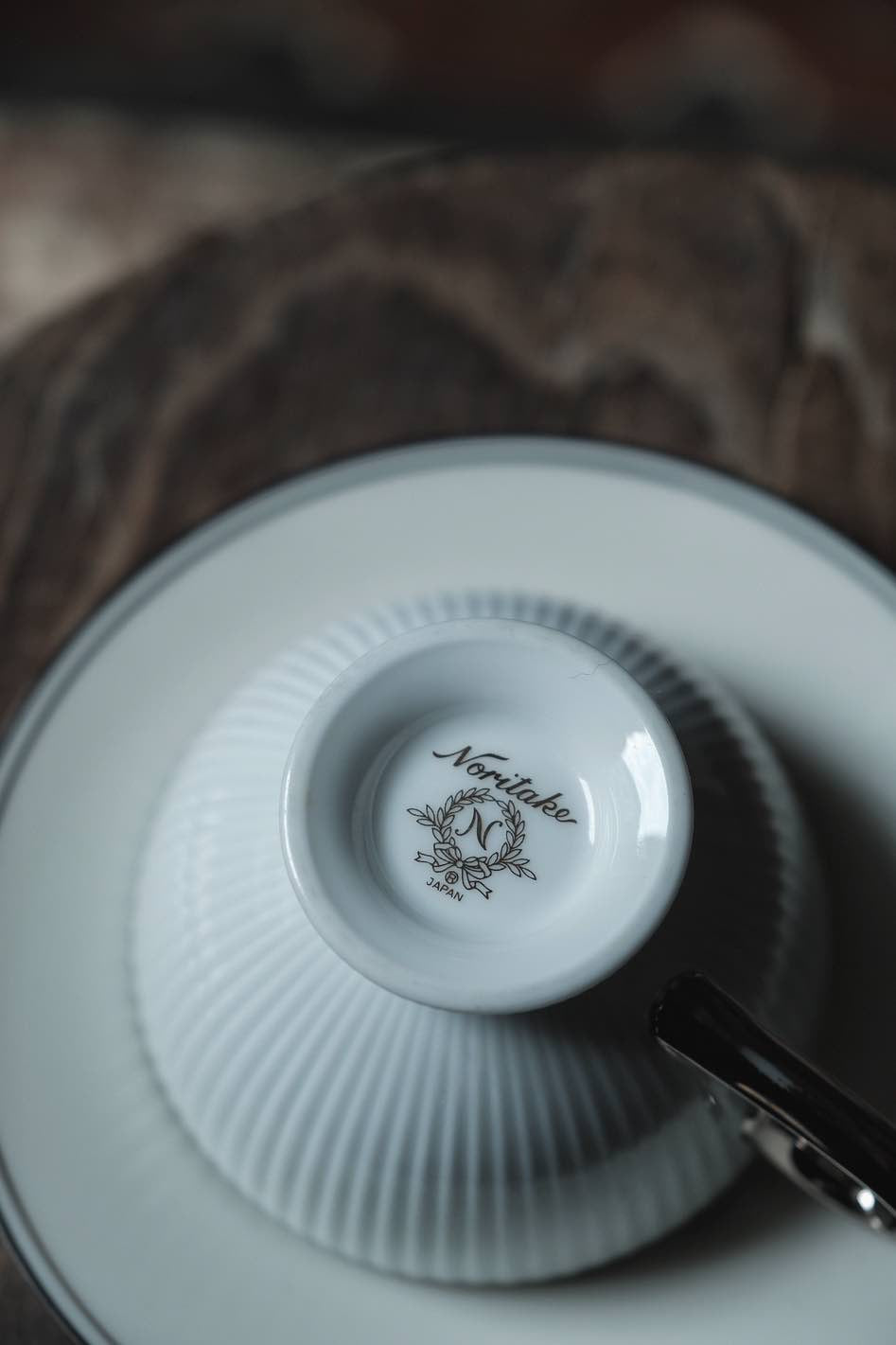 ($130)日本製Noritake則武描銀骨瓷杯連碟(200ml)