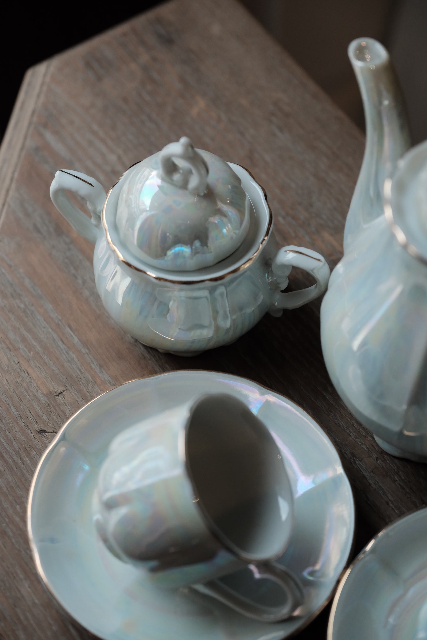 日本製·珍珠貝殼釉骨瓷茶杯連茶壺糖罐(150ml)