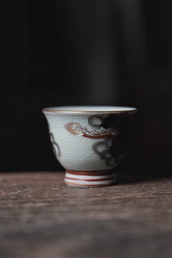 日本製•龍九谷燒手繪日本龍雲紋茶酒杯(35ml)
