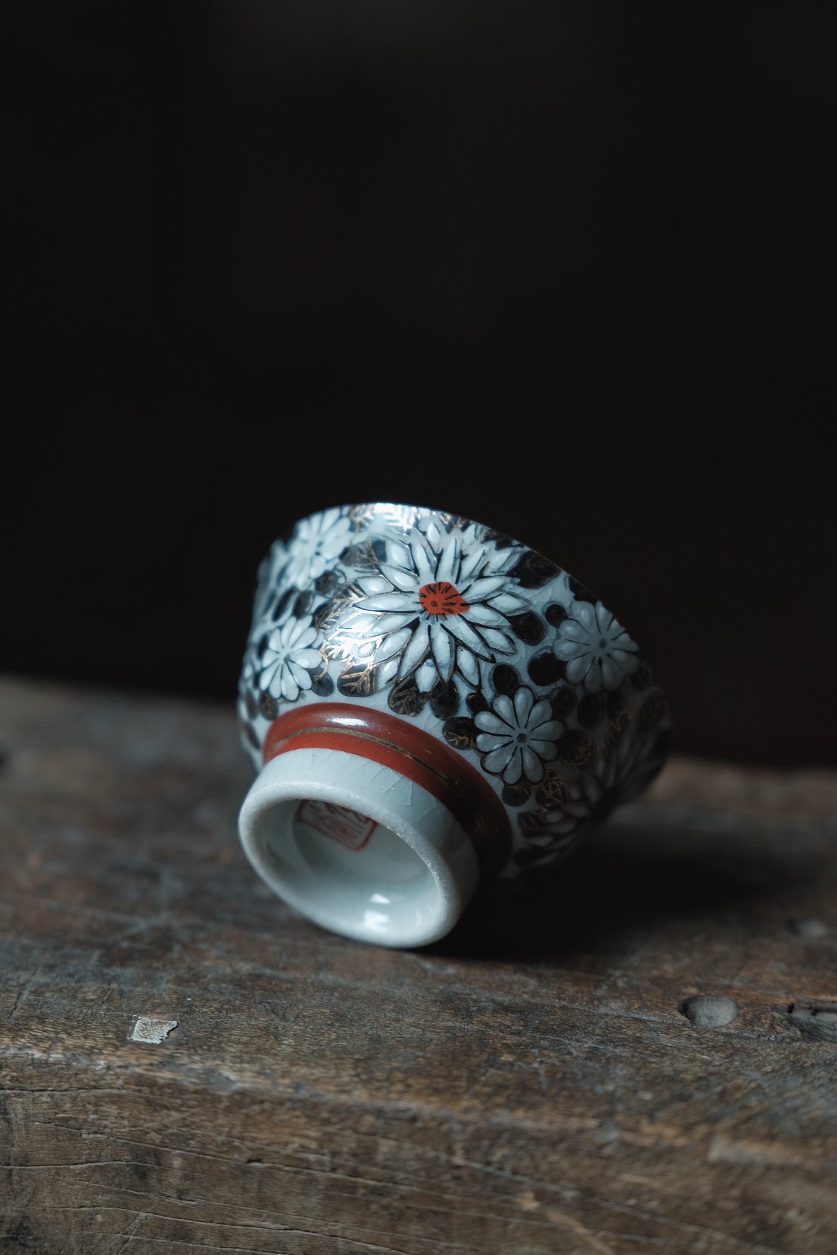 日本九谷燒百花不落地赤繪清酒杯一口杯(25ml)
