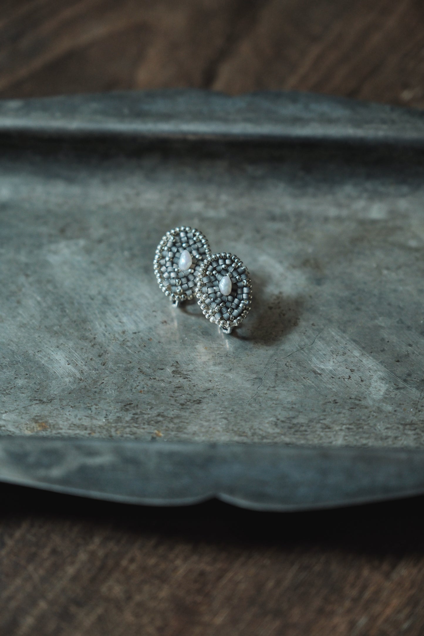 日本古董玻璃珠耳環