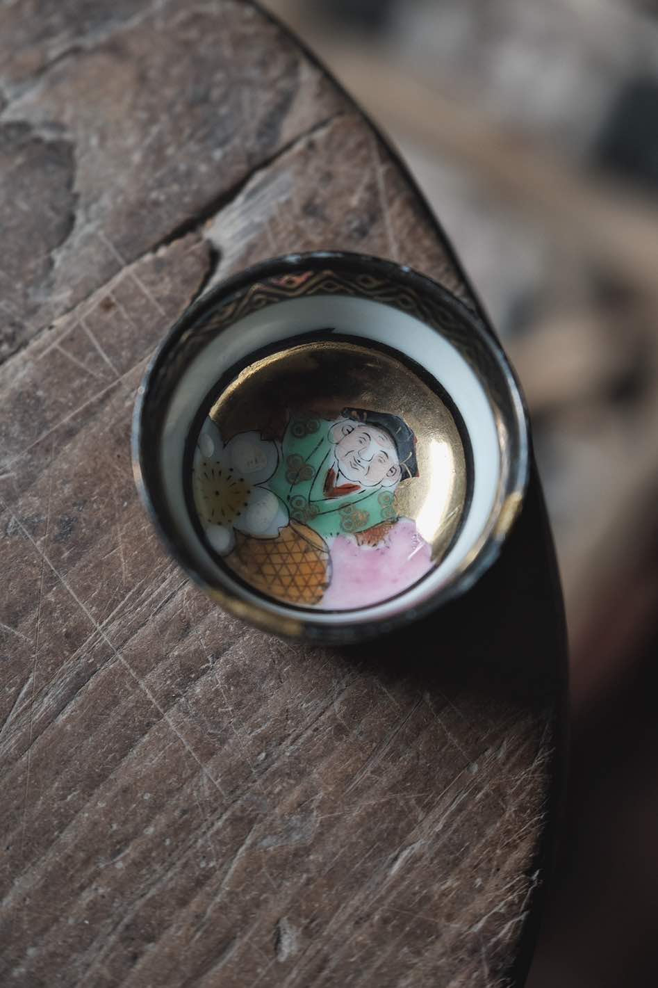 日本製九谷燒青花內給福神茶盞酒杯(25ml)
