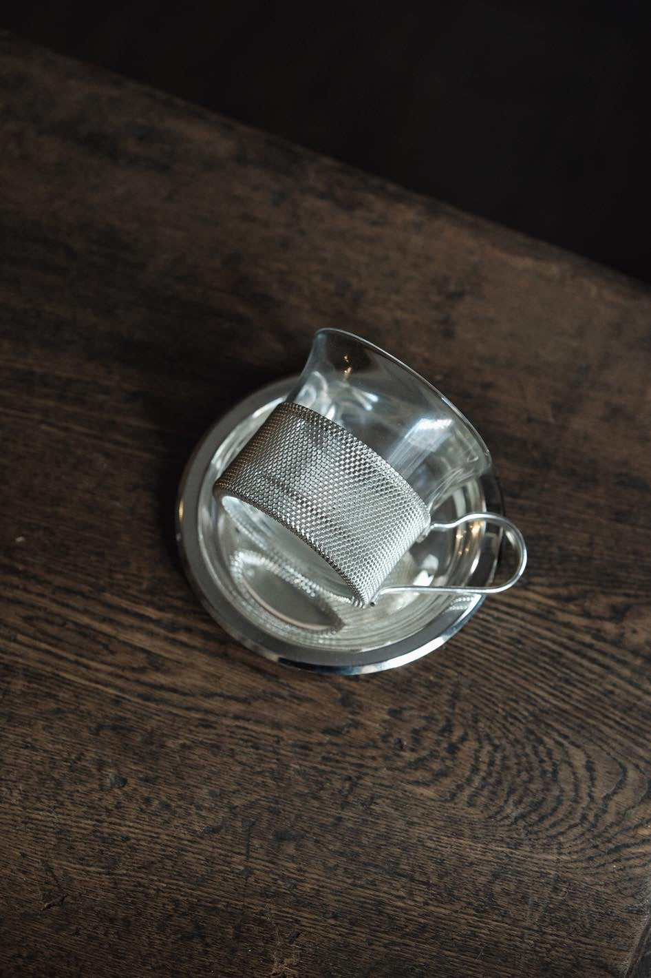 日本製· 鏤空金屬花玻璃咖啡杯一套(160ml)