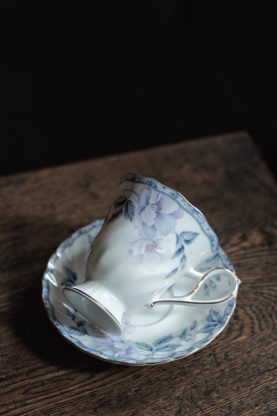 日本製·Hoya山茶花高足骨瓷杯連碟(190ml)