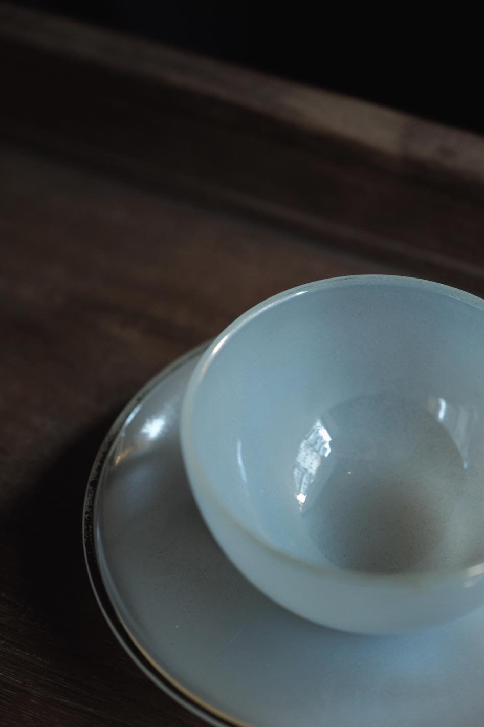 法國製• Arcopal 蛋白石透白奶玻璃咖啡杯碟 (140ml)