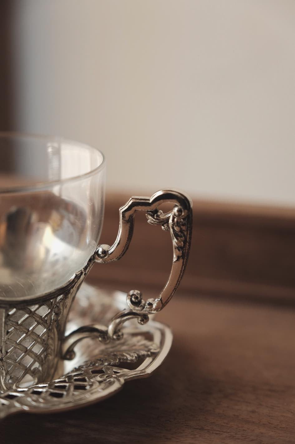 日本製· Da-Da鏤空銀仕上玻璃咖啡杯一套(190ml)