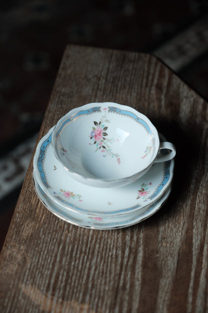 ($180)日本製·內花卉描金花茶紅茶杯三件套