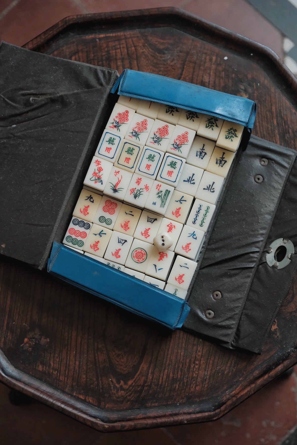 Vintage 1980s Sichuan Hand-Carved Plastic Mahjong Set