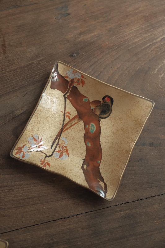 日本製昭和描金光琳繪甜點玻璃碟