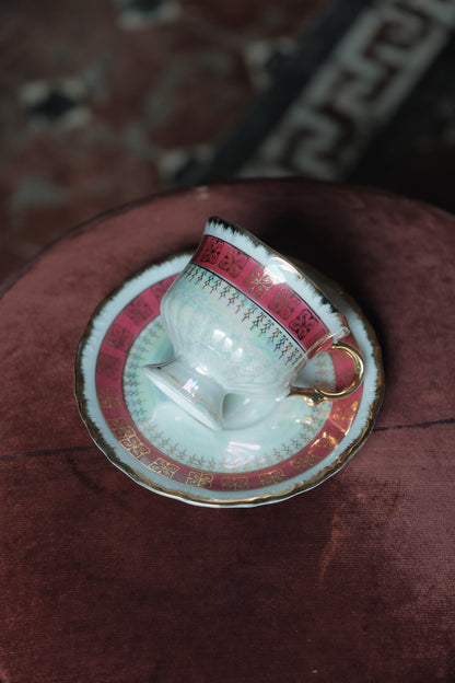 日本製·高足貝殼釉花卉茶杯(200ml)