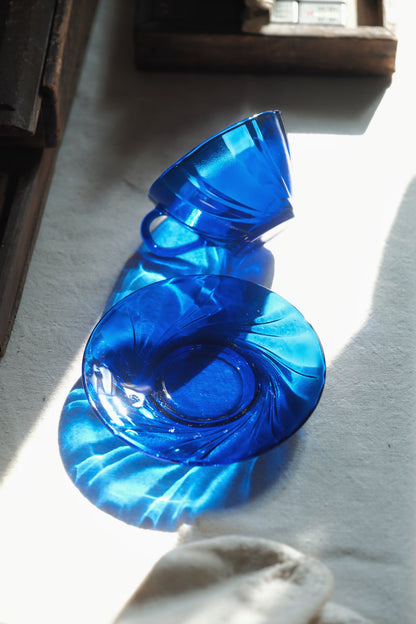 ($230)法國製• 1970s Cobalt Blue glass 玻璃杯(180ml)