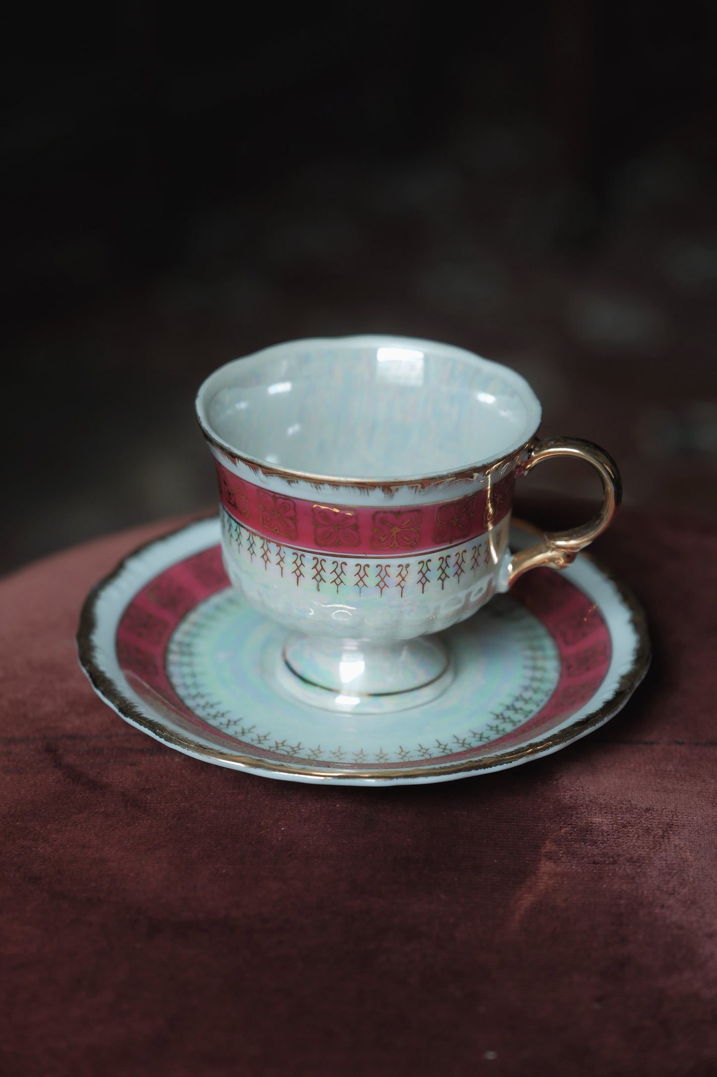 日本製·高足貝殼釉花卉茶杯(200ml)