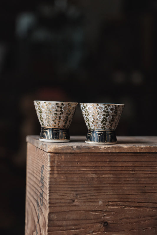 ($110)日本九谷燒手點百花不落地清酒杯一口杯（25ml）