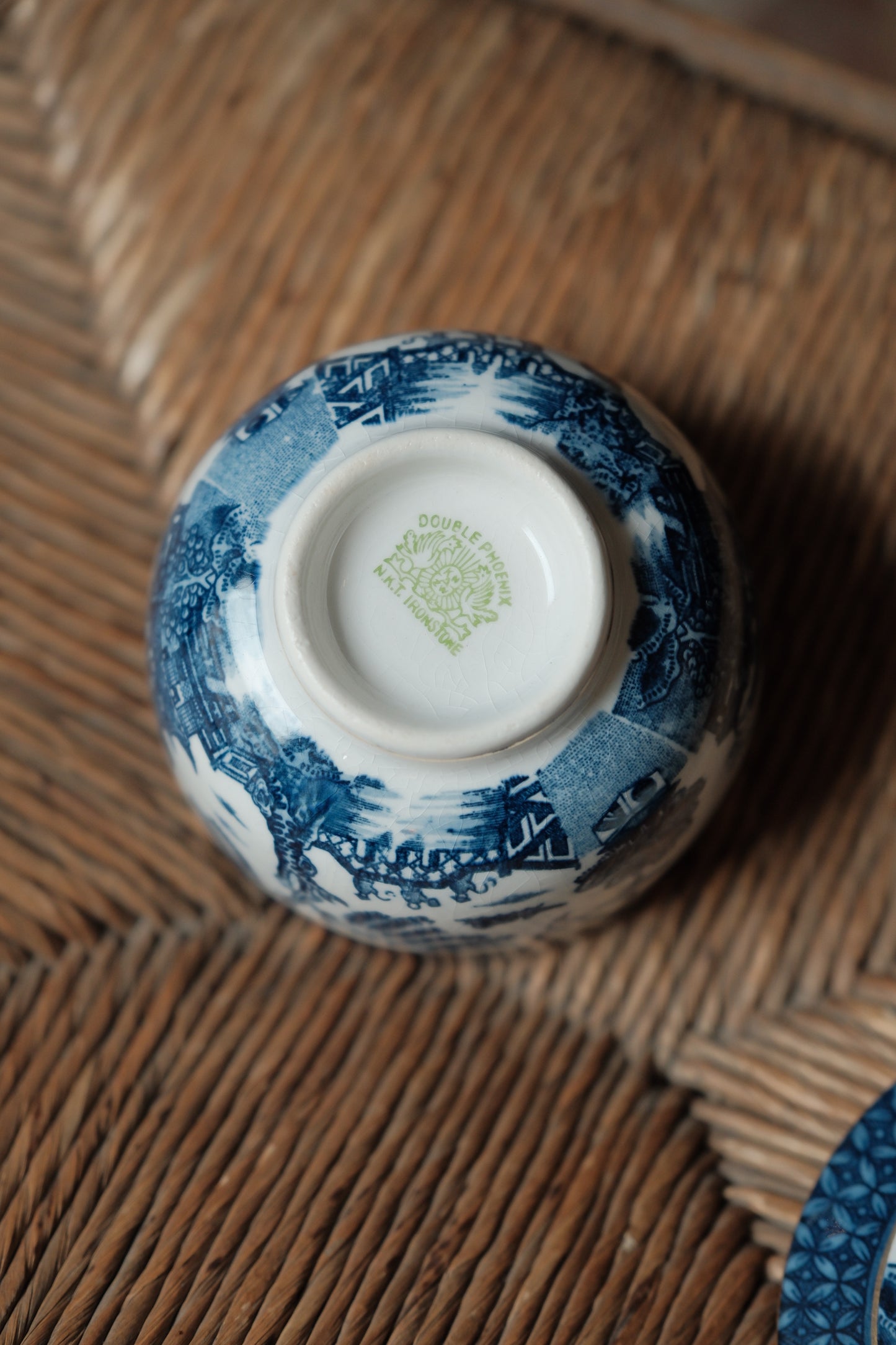 日本製NIKKO骨瓷青花柳樹付染描金三才蓋杯（170ml）