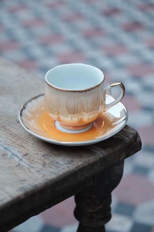 日本製·淡漸橙火紅珍珠釉咖啡杯(150ml)