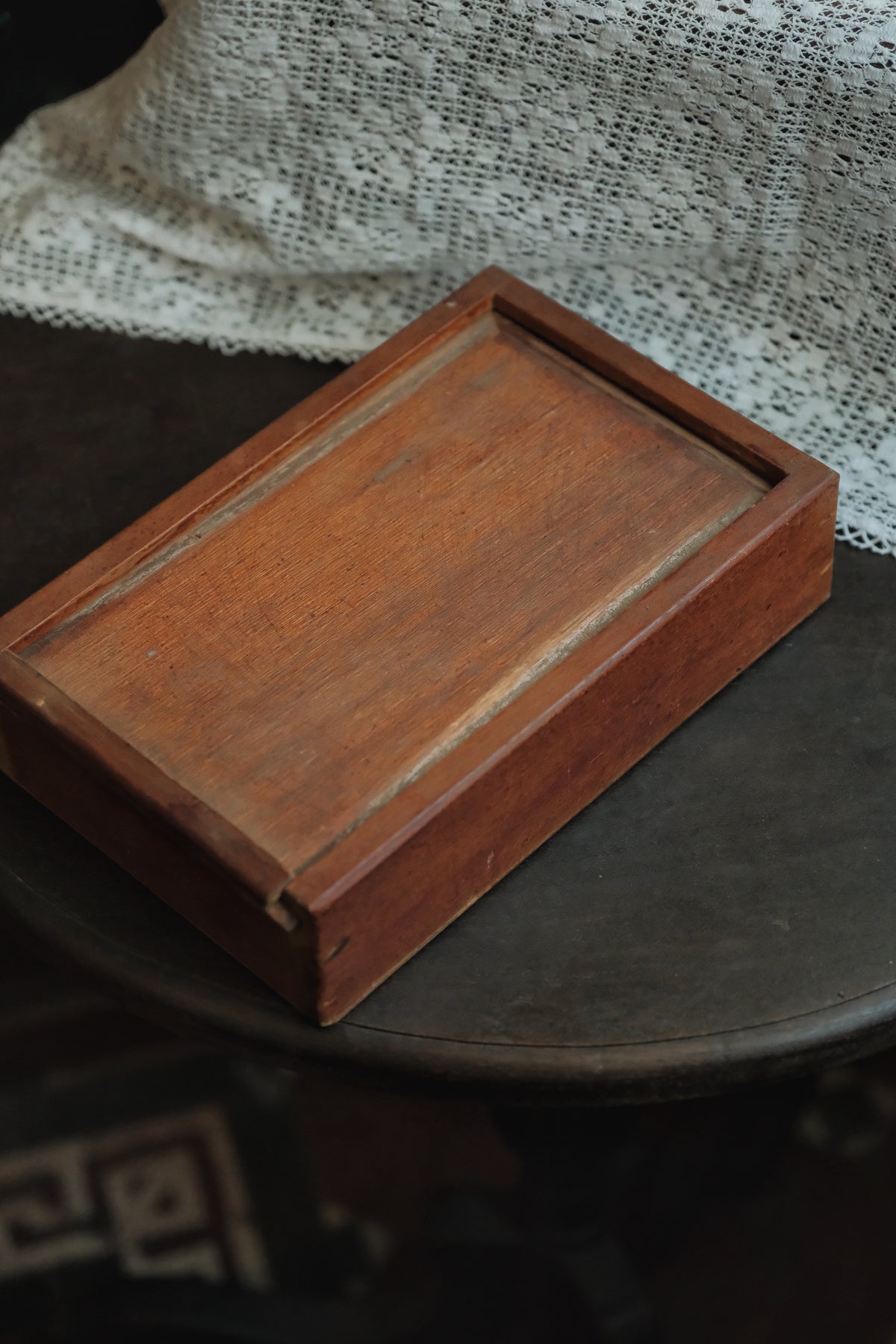 1970s  Hand-Carved Calligraphic Resin Mahjong Set (Faux Ivory) wooden box