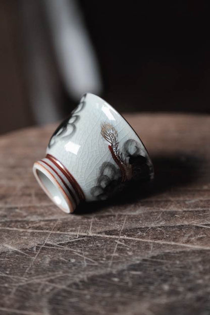 日本製•龍九谷燒手繪日本龍雲紋茶酒杯（35ml）