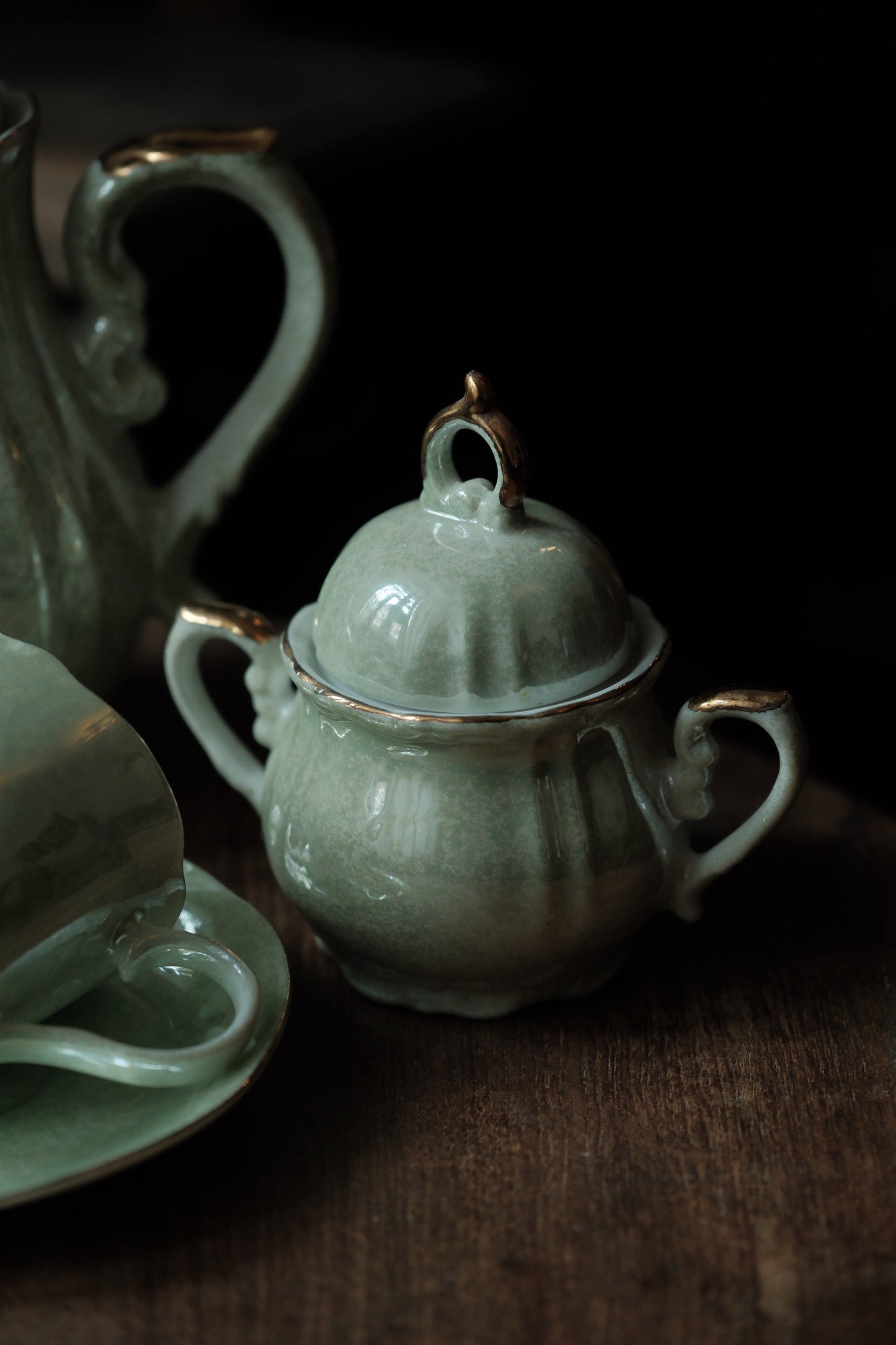 日本製·翡翠綠色茶杯連茶壺糖罐（150ml）