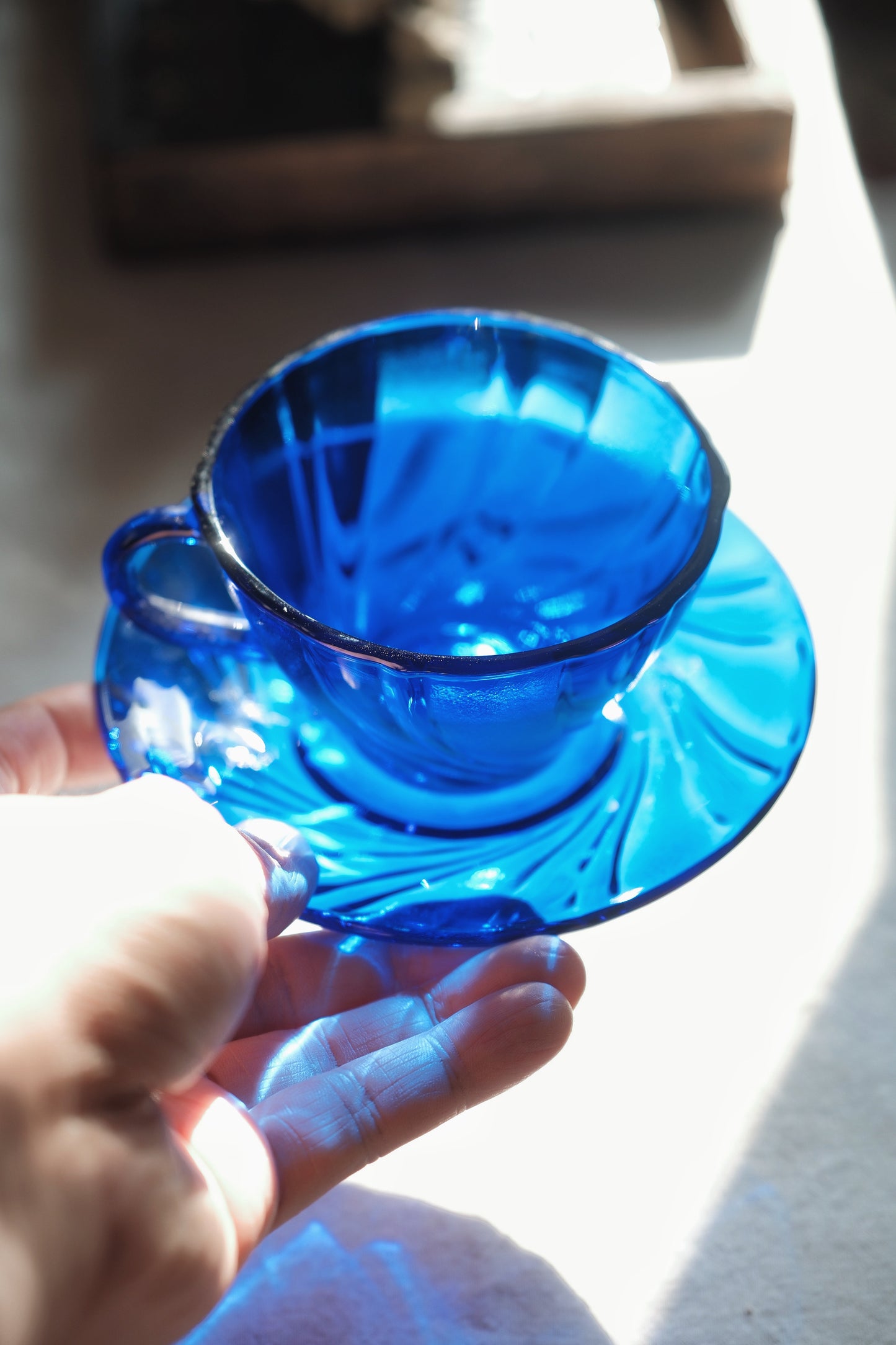 ($230)法國製• 1970s Cobalt Blue glass 玻璃杯(180ml)