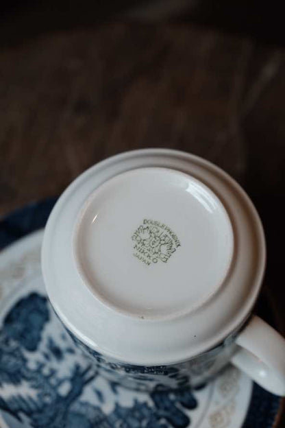 日本製NIKKO骨瓷青花柳樹付染描金大容量馬克杯（270ml）