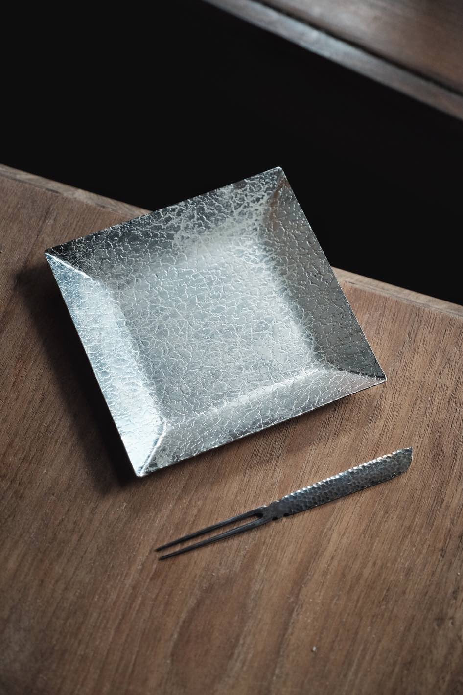 日本製· 銀仕上方碟碟連叉($120)