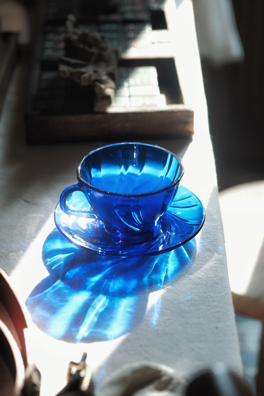($230)法國製• 1970s Cobalt Blue glass 玻璃杯(180ml)