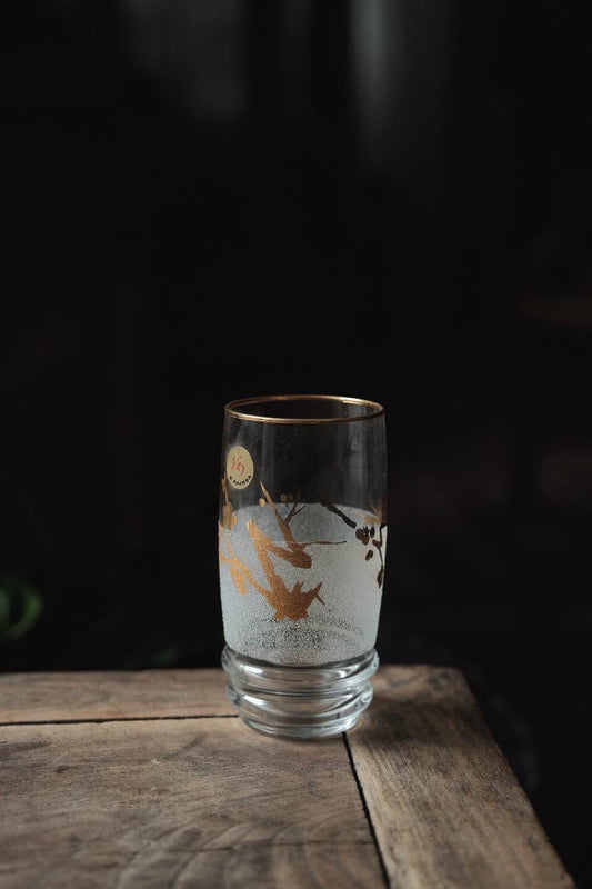 （$100）日本製•昭和磨砂玻璃描金果汁酒杯(260ml)