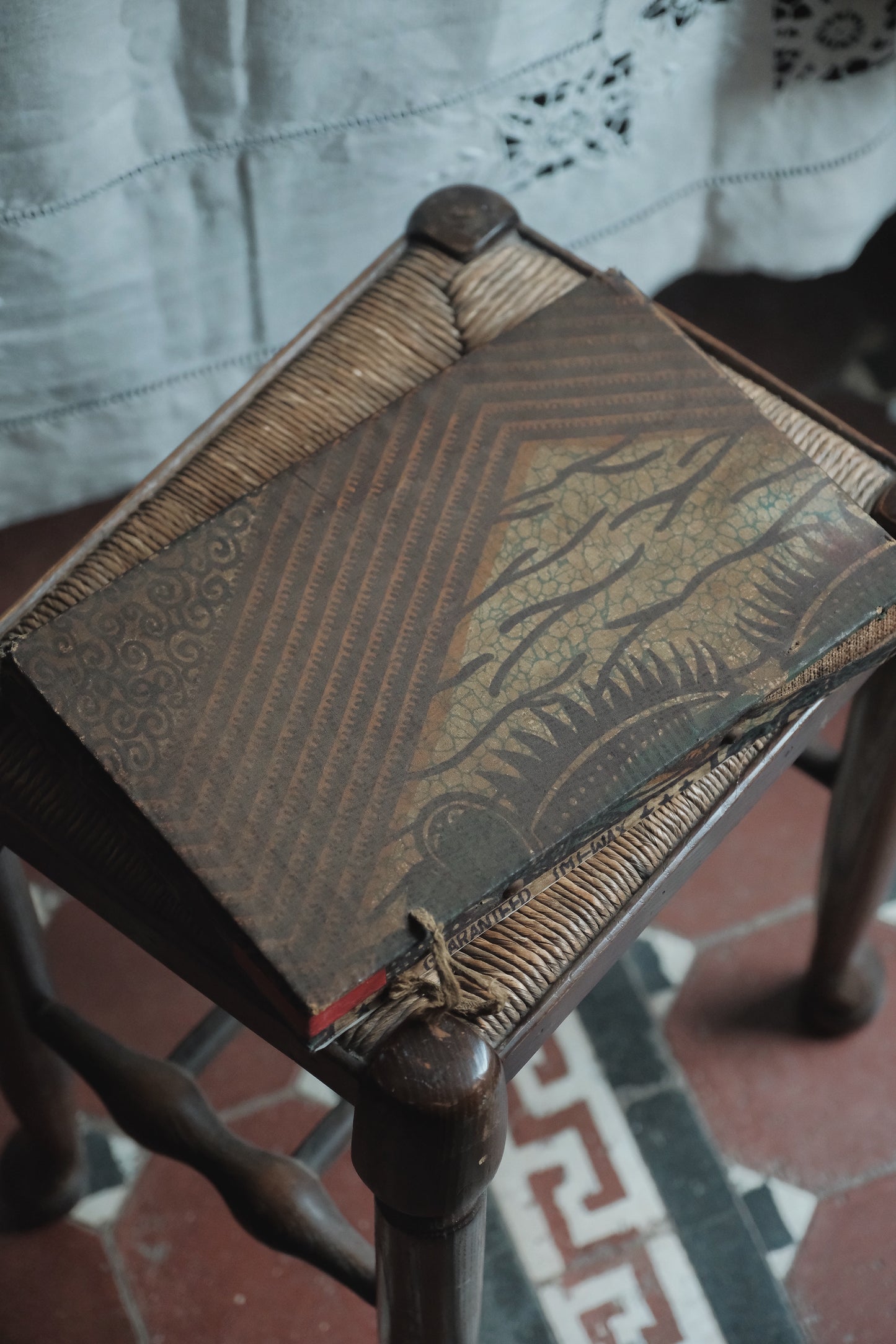 1970s Hand-carved Mahjong set with cat flower tiles