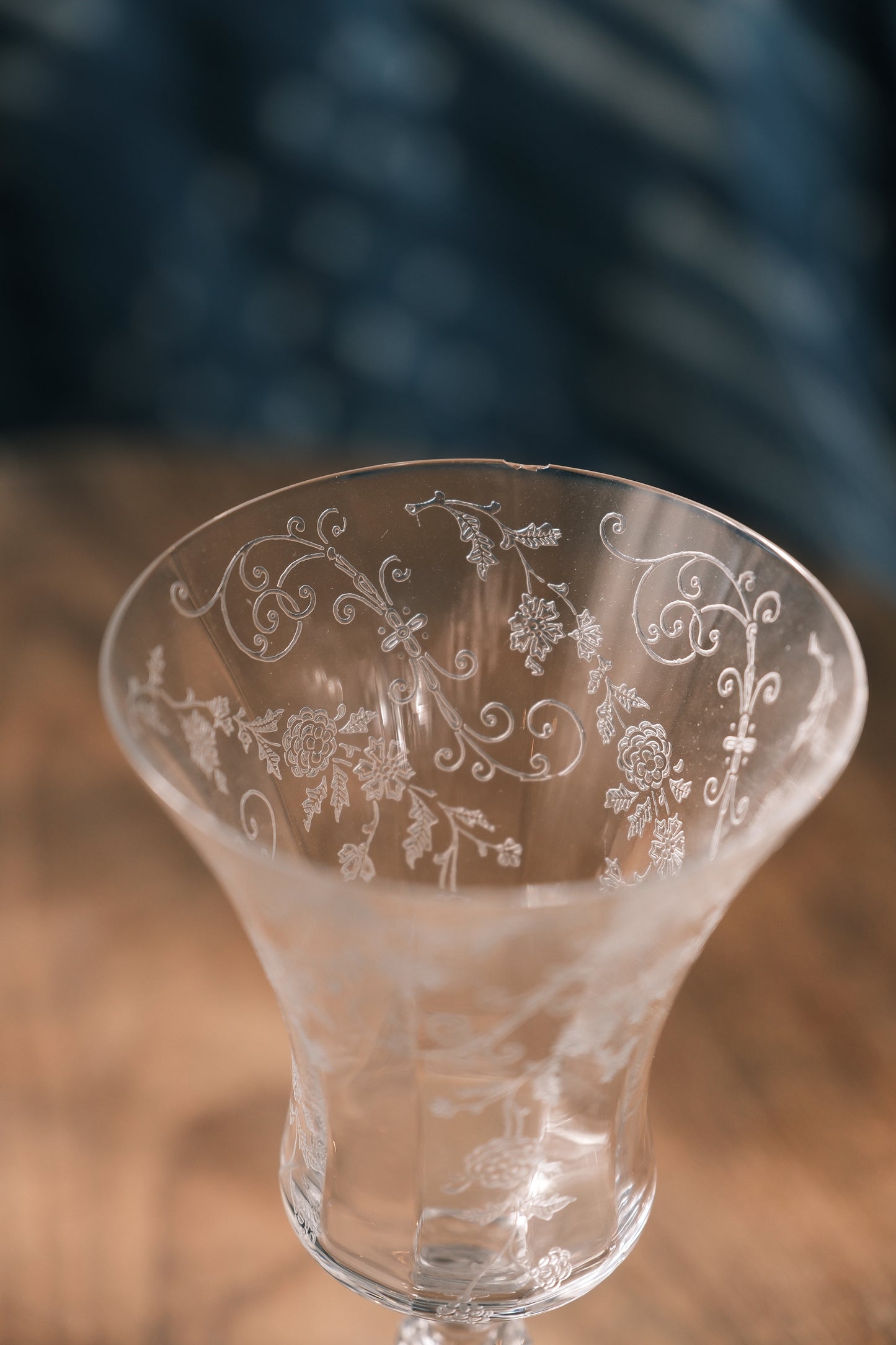 (微瑕疵特惠）美國製 • 1940年水晶玻璃蝕刻大酒杯（270ml）