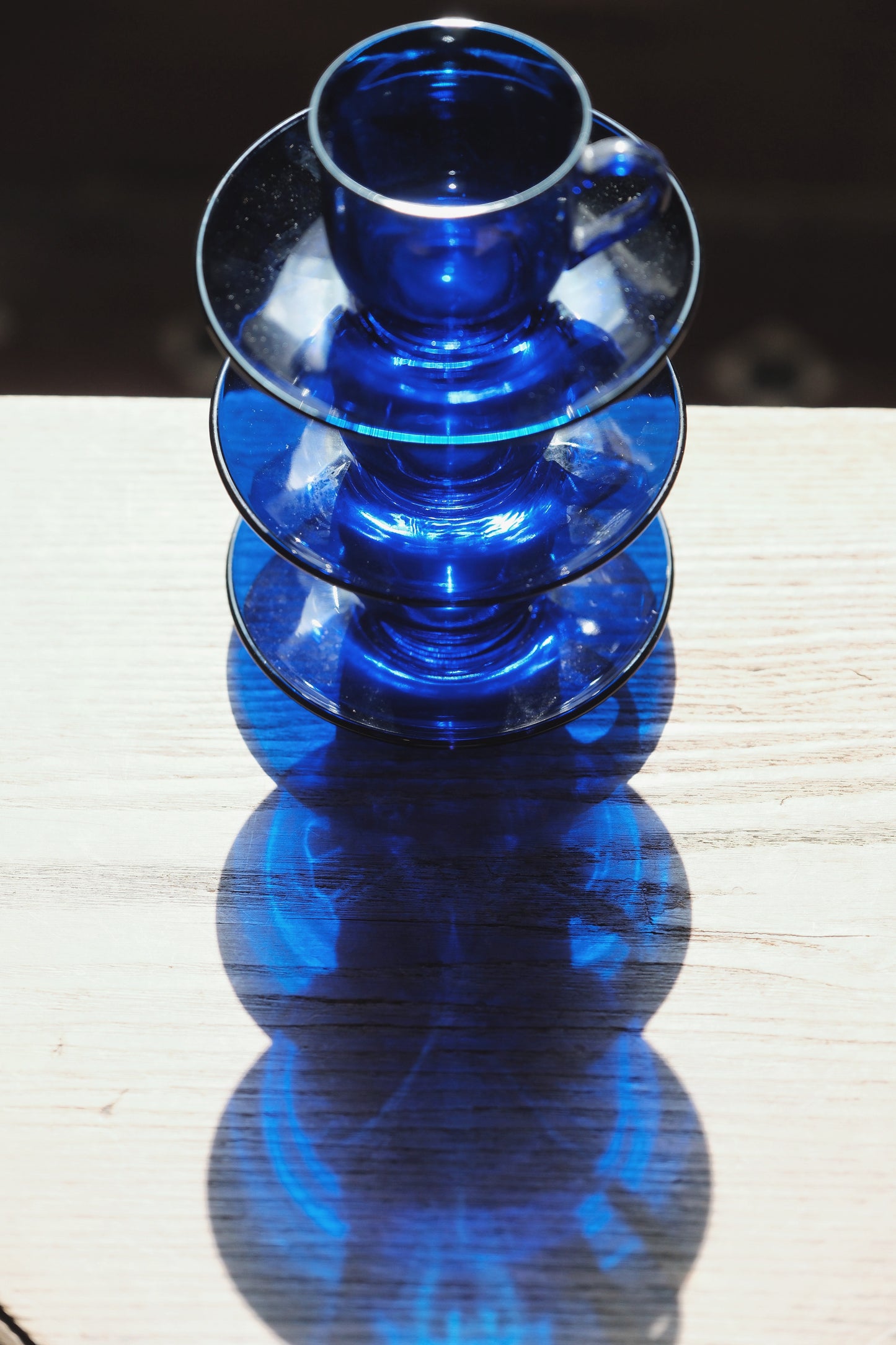 法國製• Arcoroc klein blue藍寶石色系玻璃咖啡杯碟 （90ml）