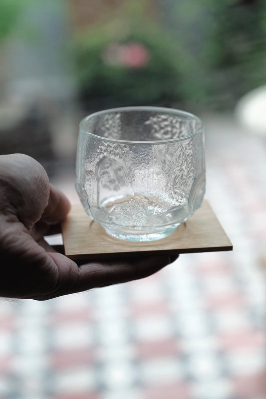 ($110)日本製 • SASAKI 佐佐木硝子岩肌紋冷茶杯連木墊果汁杯(230ml)