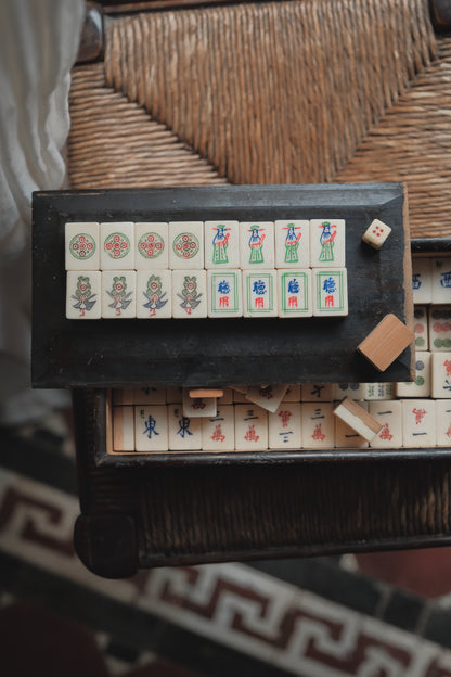Vintage 1960s Hand-carved Sichuan-crafted bamboo and bone mahjong set