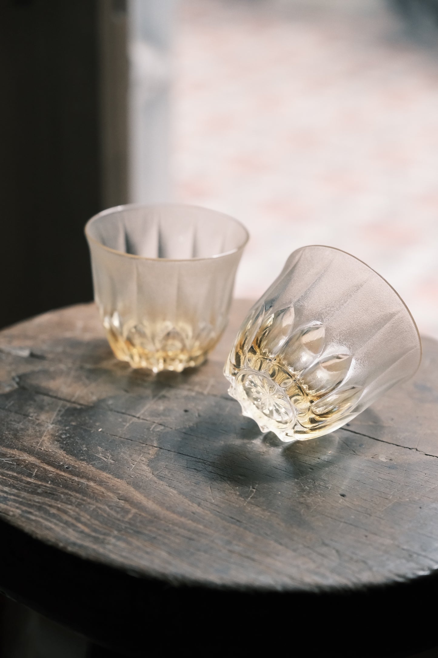 日本製•昭和黃油底色硝子酒杯(180ml)