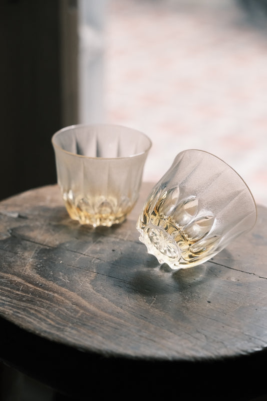 日本製•昭和黃油底色硝子酒杯(180ml)