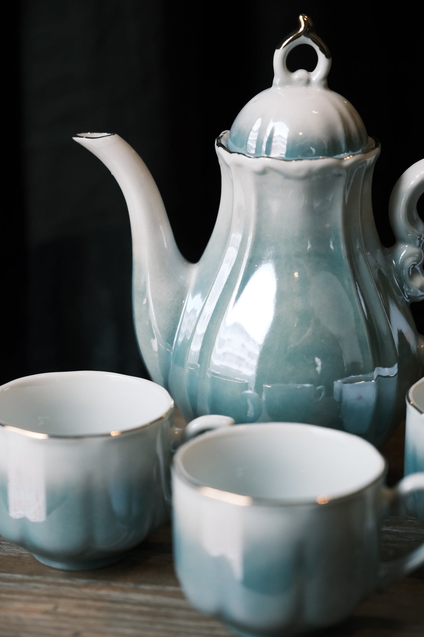 ($380)日本製·珍珠貝殼釉茶4杯連茶壺(150ml)