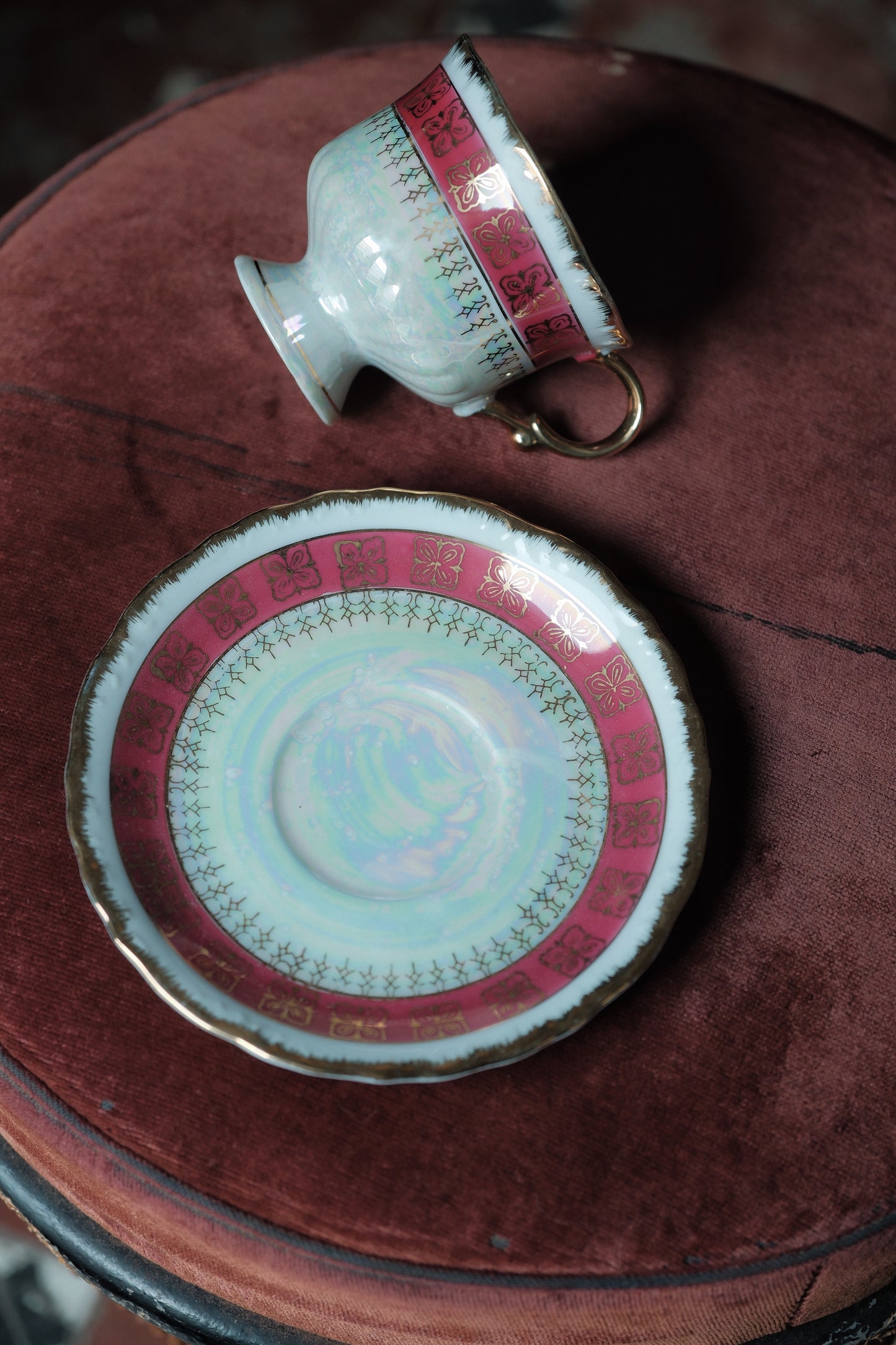 日本製·高足貝殼釉花卉茶杯(200ml)