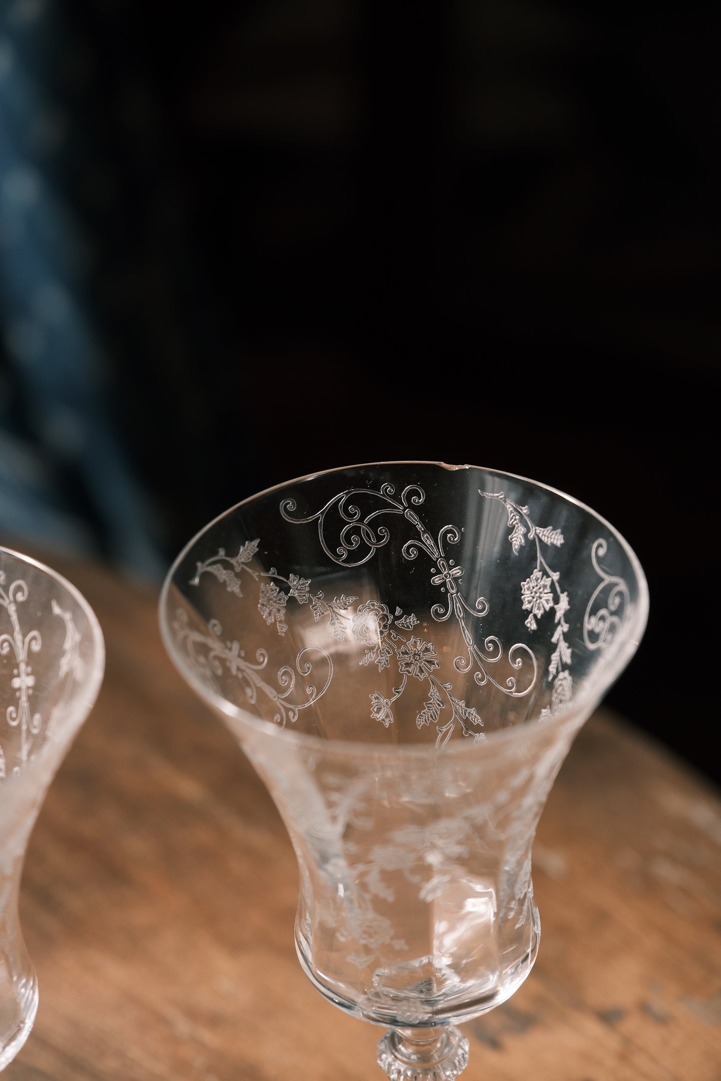 (微瑕疵特惠）美國製 • 1940年水晶玻璃蝕刻大酒杯（270ml）