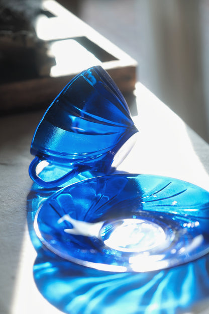 ($230)法國製• 1970s Cobalt Blue glass 玻璃杯(180ml)