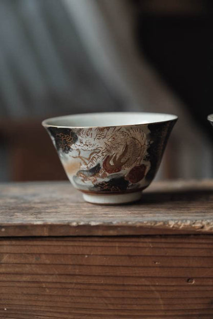 日本製•龍九谷燒手繪日本龍雲紋茶酒杯（120ml）