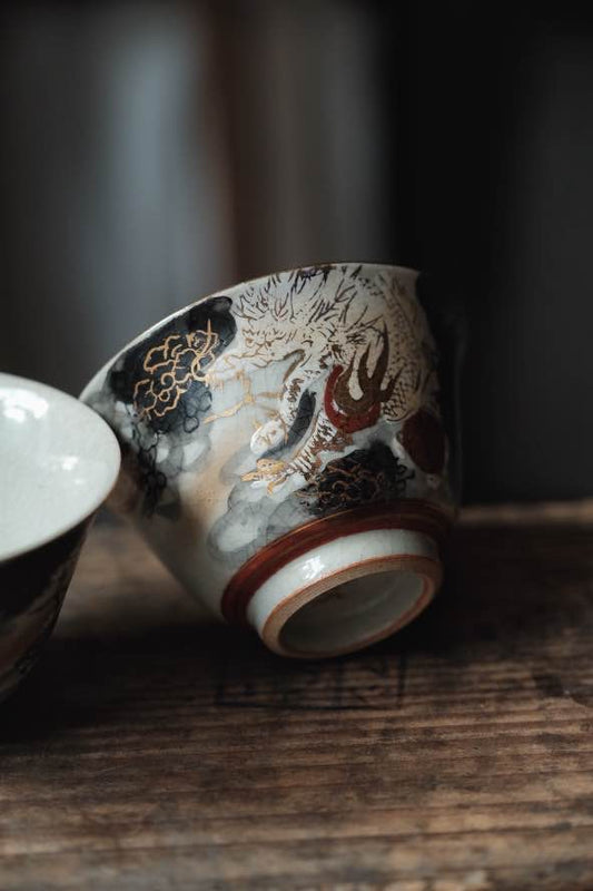 日本製•龍九谷燒手繪日本龍雲紋茶酒杯（120ml）