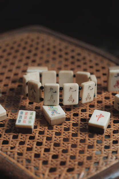 Hand-Carved Bone Mahjong Tile Bracelet
