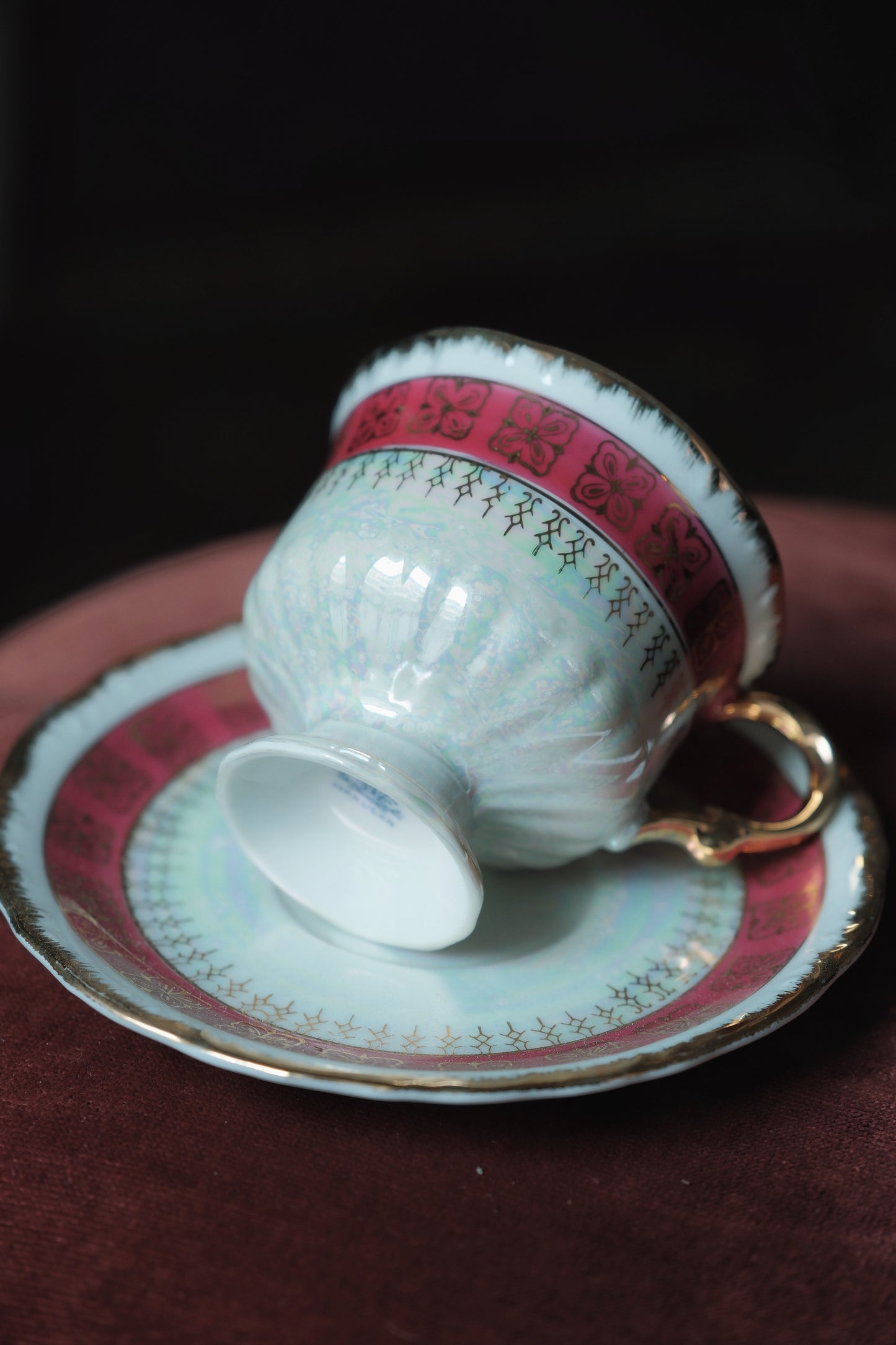 日本製·高足貝殼釉花卉茶杯(200ml)