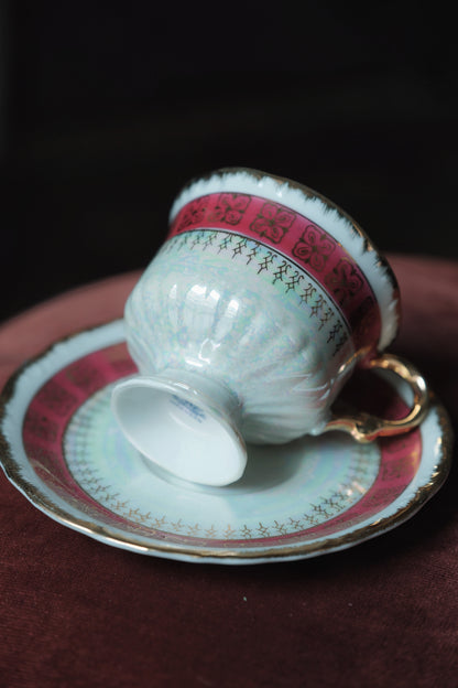 日本製·高足貝殼釉花卉茶杯(200ml)