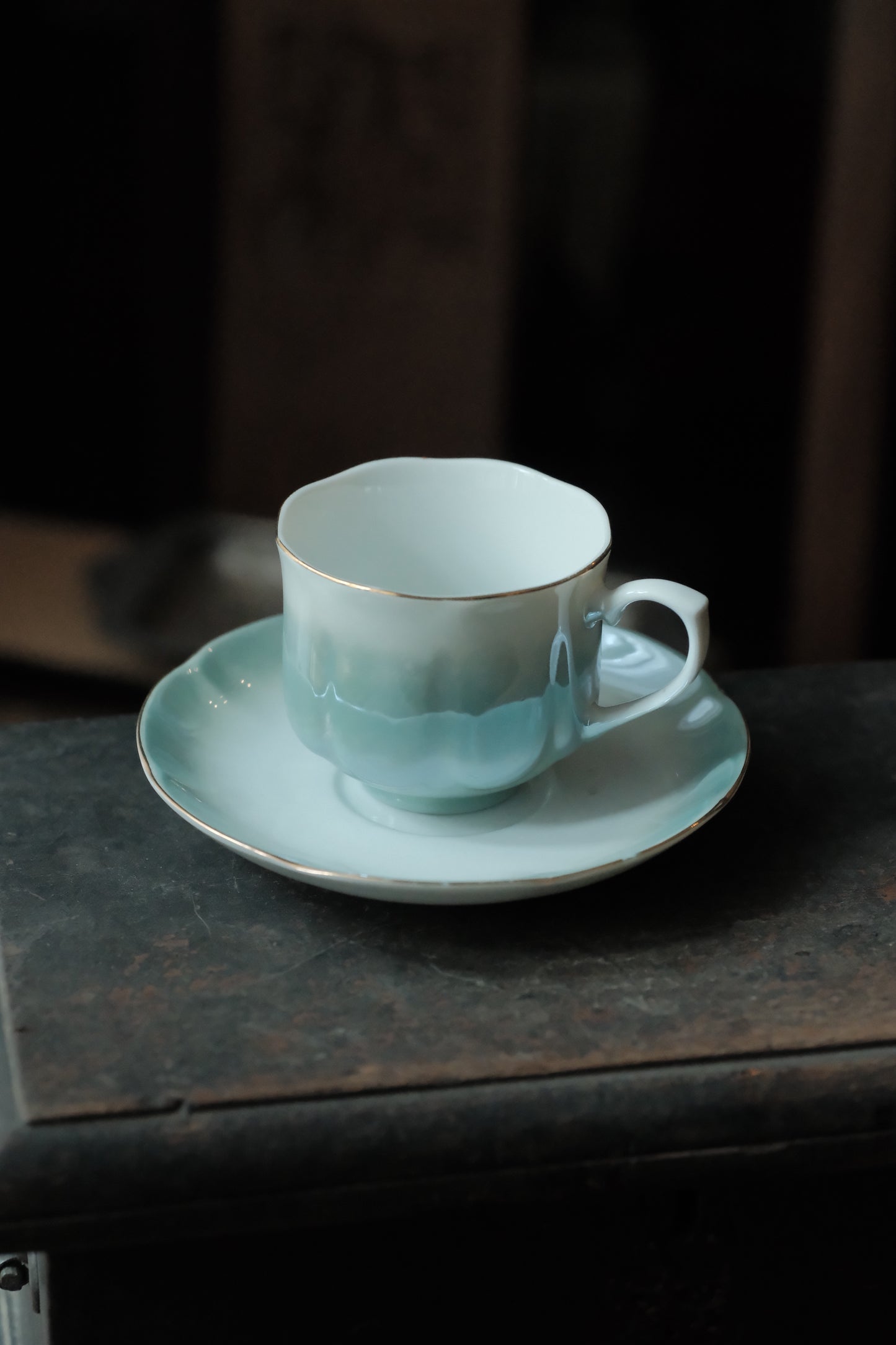 日本製·珍珠湖水藍色釉骨瓷咖啡杯(140ml)