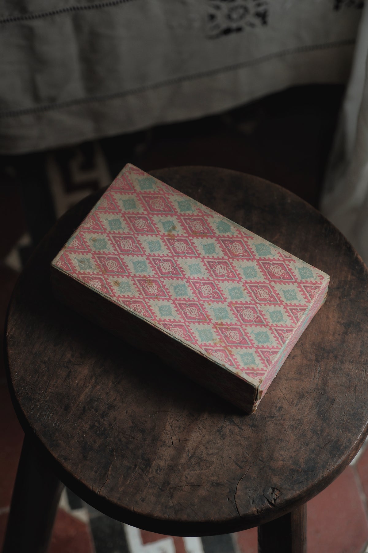 Vintage 1970s Bamboo-Backed Hand-Carved mahjong set.