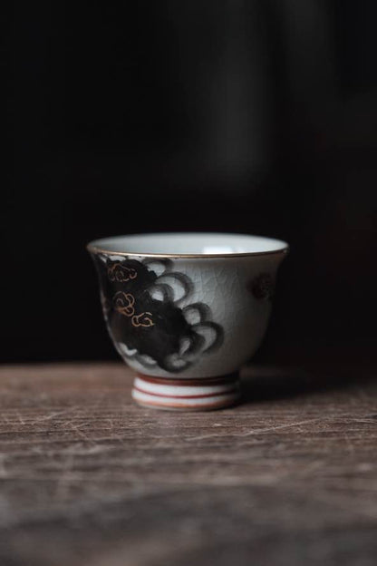 日本製•龍九谷燒手繪日本龍雲紋茶酒杯（35ml）
