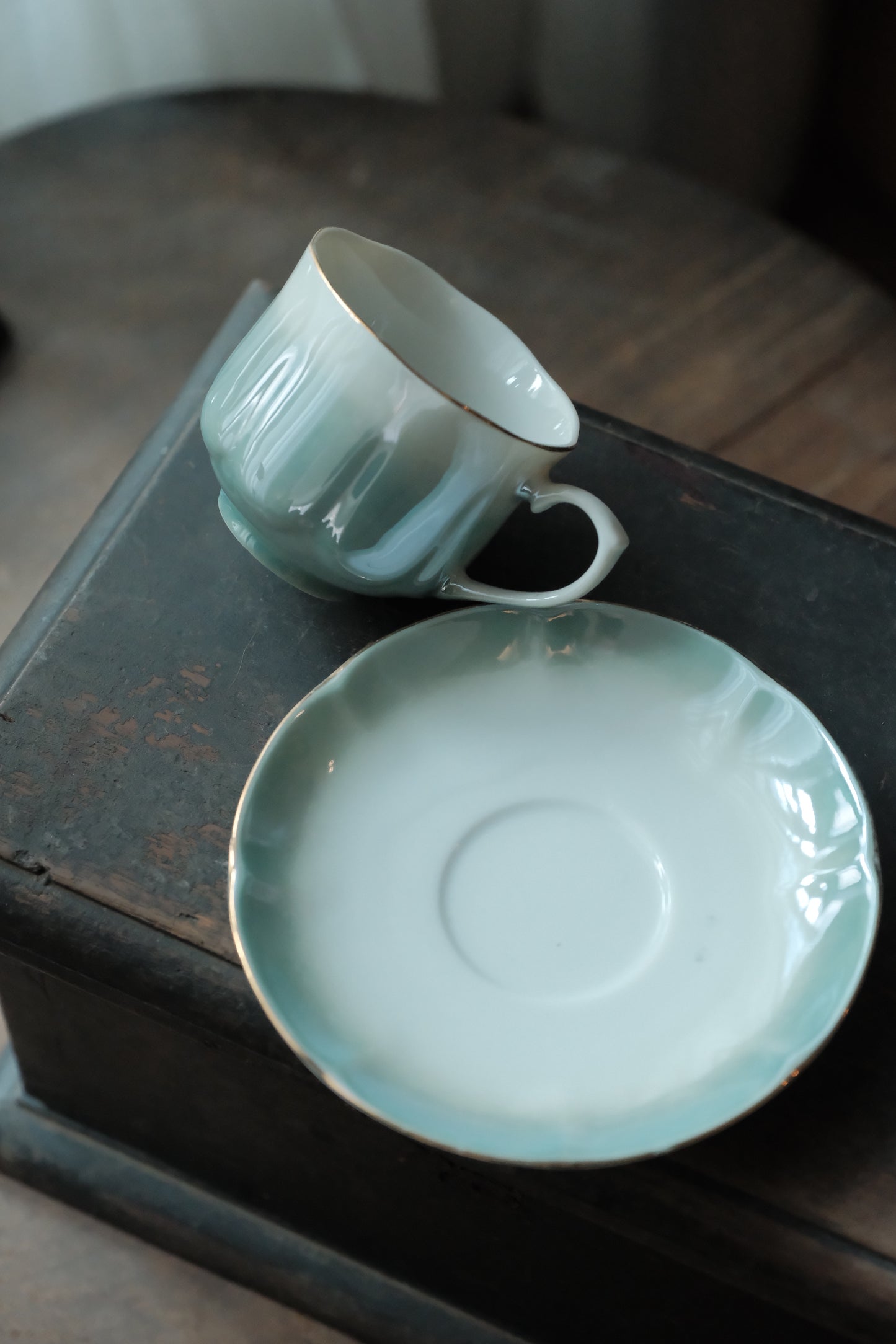 日本製·珍珠湖水藍色釉骨瓷咖啡杯(140ml)