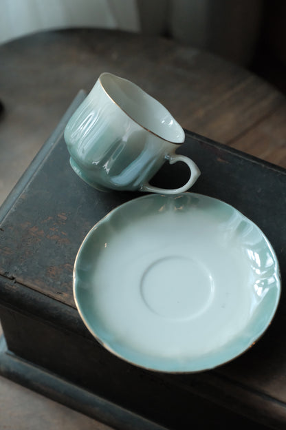 日本製·珍珠湖水藍色釉骨瓷咖啡杯(140ml)