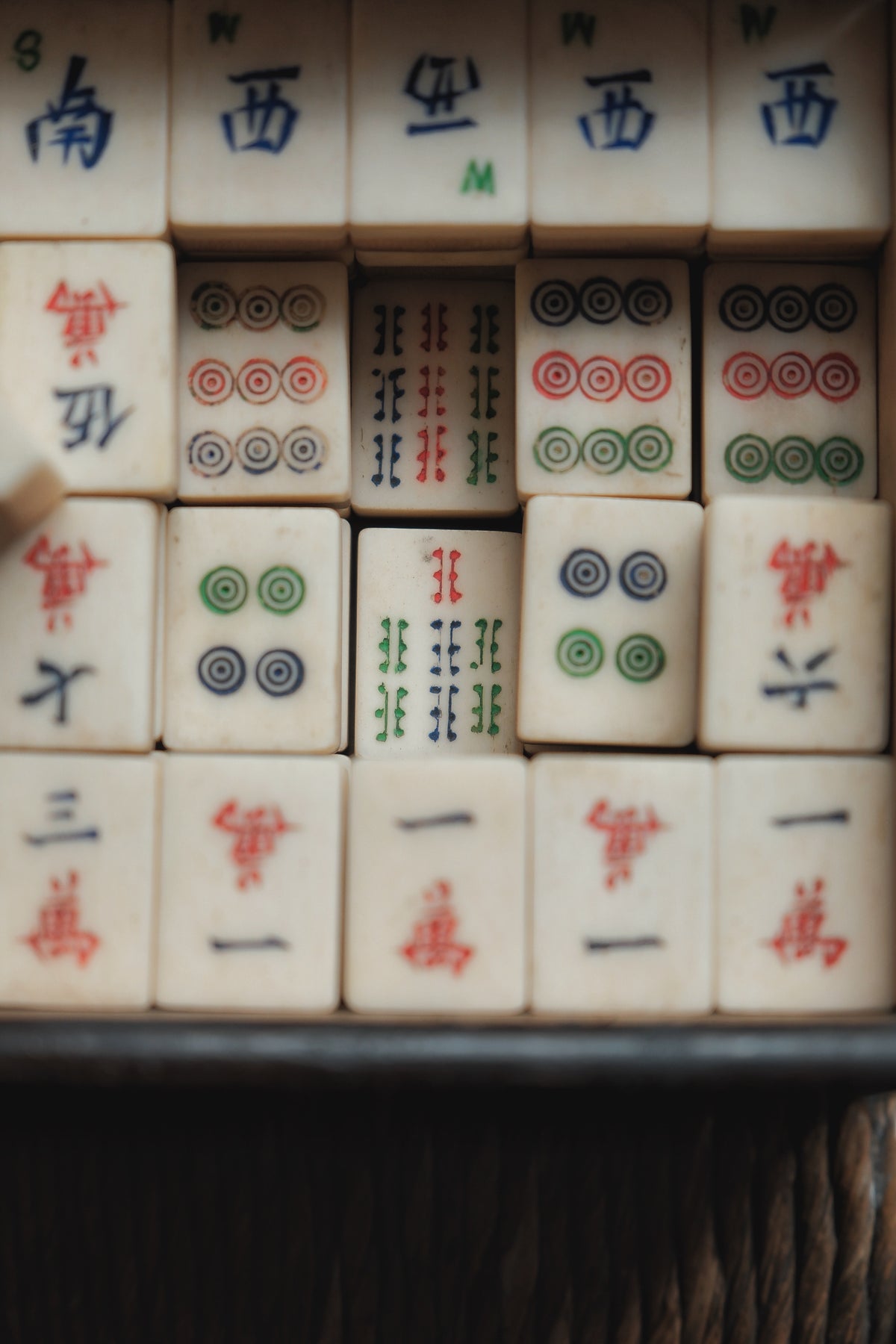 Vintage 1960s Hand-carved Sichuan-crafted bamboo and bone mahjong set